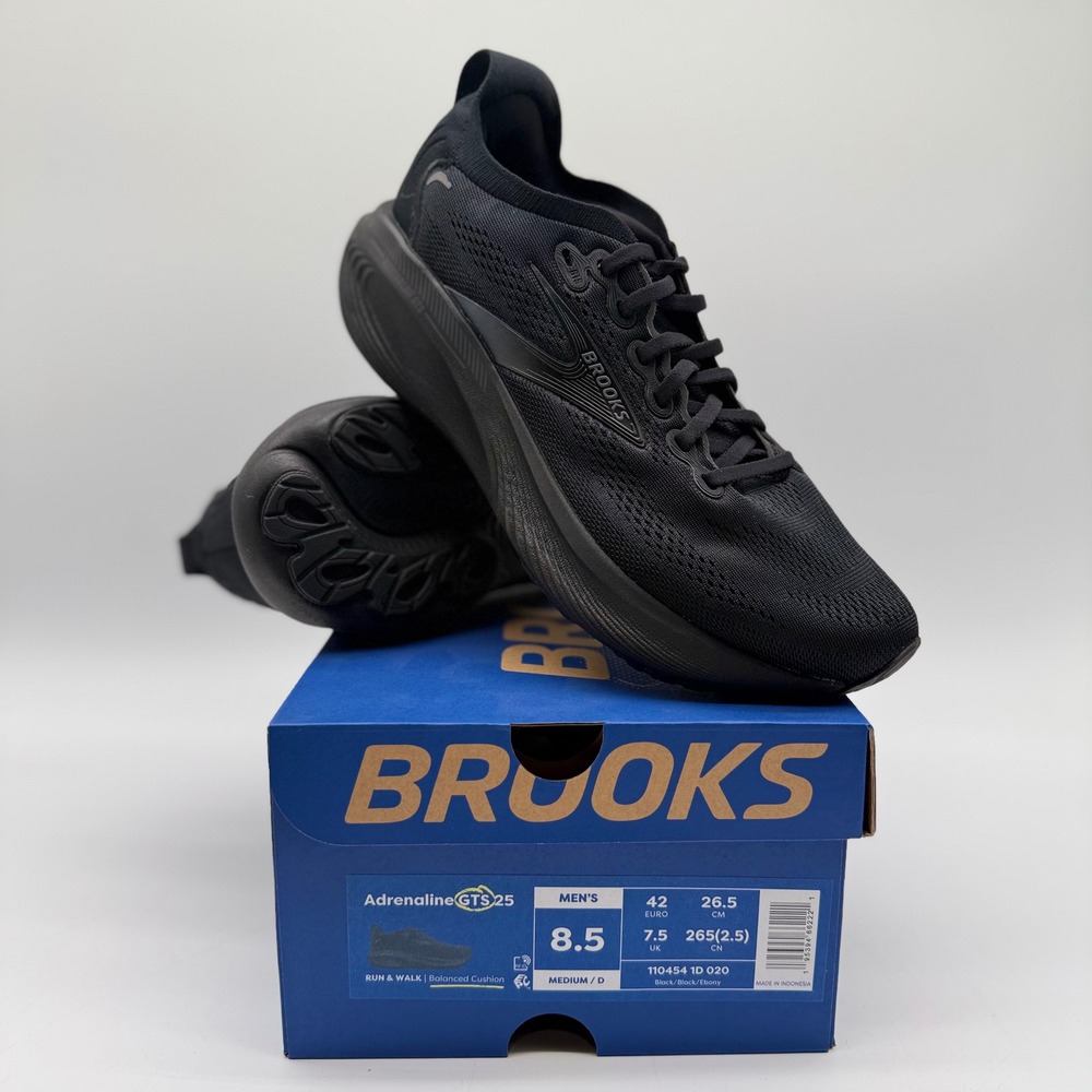 Brooks Adrenaline GTS 25 New Mens 8.5 Womens 10 "D" Width Run-Walk Shoes Black